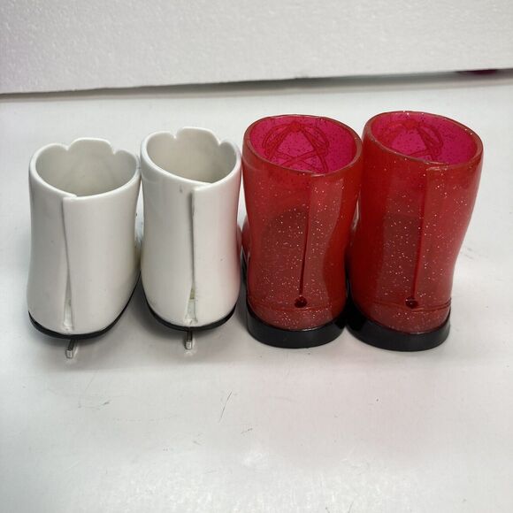 18 Inch Doll Boots Skates and Ice Skates Lot of 4 White Purple Red Fashion - Picture 7 of 10
